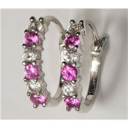 #10-STERLING SILVER PINK CREATED SAPPHIRE