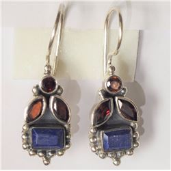#19-STERLING SILVER GARNET EARRINGS