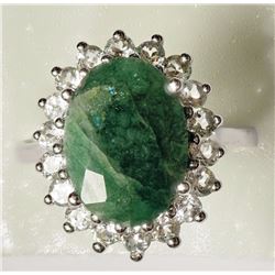 #20-STERLING SILVER EMERALD(7.6CT) AND WHITE