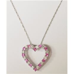 #24-STERLING SILVER CREATED PINK SAPPHIRE HEART