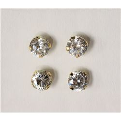 #36-TWO PAIRS OF 14KT YELLOW GOLD CUBIC