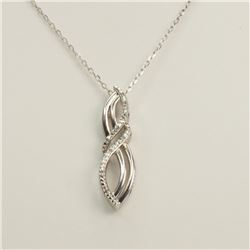 #38-STERLING SILVER DIAMOND PENDANT WITH CHAIN