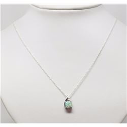 #40-STERLING SILVER OPAL & DIAMOND PENDANT