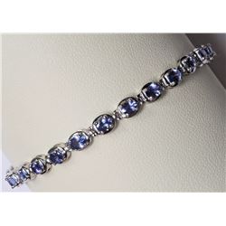 #41-STERLING SILVER TANZANITE(5CT)BRACELET