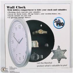 NEW HIDDEN WALL SAFE CLOCK SILVER