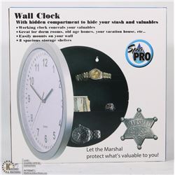 NEW HIDDEN WALL SAFE CLOCK SILVER