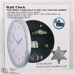 NEW HIDDEN WALL SAFE CLOCK SILVER