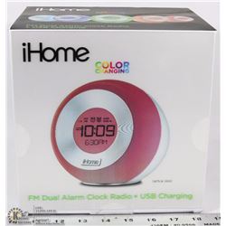 IHOME COLOR CHANGING FM DUAL ALARM CLOCK RADIO