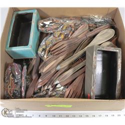 BOX OF INDONESIAN WOODEN ARTS COLLECTION & MORE