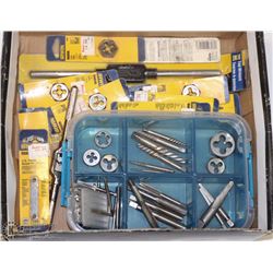 BOX W/TAP & DIE SETS, EASYOUTS, TAP