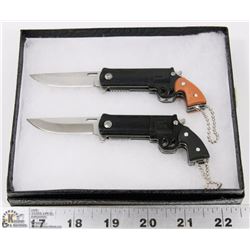 TWO NEW REVOLVER STYLE HANDGUN LOCK BLADE KNIVES