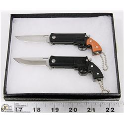 TWO NEW REVOLVER STYLE HANDGUN LOCK BLADE KNIVES