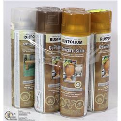 LOT OF 6 SPRAY CANS CONCRETE STAIN VARIOUS BROWNS