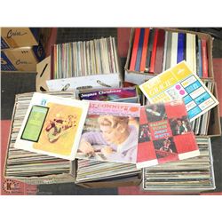 6 BOXES OF ASSORTED RECORDS.