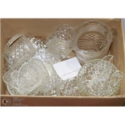 25) ASSORTMENT OF CRYSTAL & DEPRESSION GLASS.