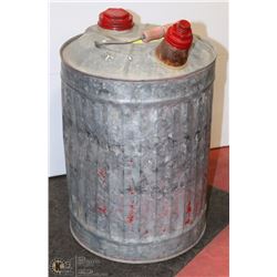 LARGE VINTAGE 5 GAL GALVANIZED FUEL CAN.
