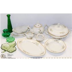 6) FLAT W/ CZECH BLOSSOM DISH SET INCL CREAM &