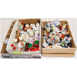 24) COLLECTION OF SALT & PEPPER SHAKERS, EGG CUPS,