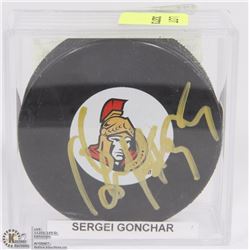 SERGEI GONCHAR AUTOGRAPHED SENATORS PUCK