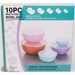 NEW 10PC MULTI-COLOR BOWL SET