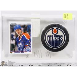 KEVIN LOWE OILERS AUTOGRAPHED CARD & PUCK