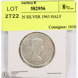 CANADIAN SILVER 1963 HALF DOLLAR.