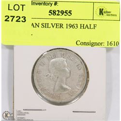 CANADIAN SILVER 1963 HALF DOLLAR.