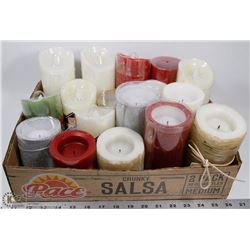 FLAT OF CANDLES (SOME LED, SOME BURN)