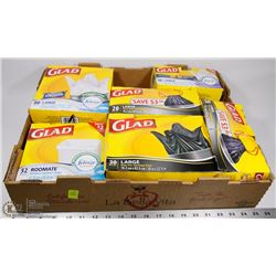 FLAT OF GLAD GARBAGE BAGS