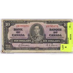 1937 CANADIAN $10.00 BILL