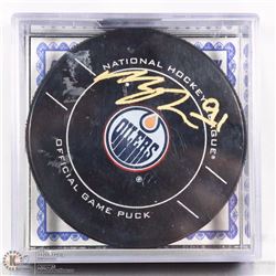 OFFICIAL OILERS GAME PUCK TAYLOR HALL AUTOGRAPH