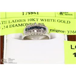 ESTATE LADIES 10KT WHITE GOLD RING ,14 DIAMONDS WI
