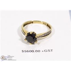 10K YELLOW GOLD BLACK GRADED DIAMOND RING W/COA