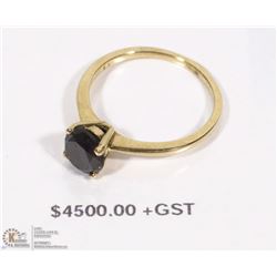 10K YELLOW GOLD BLACK DIAMOND RING WITH COA FROM