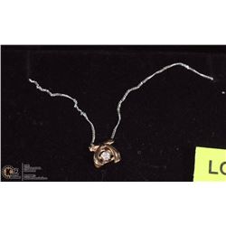 NEW 10K WHITE GOLD CHAIN WITH 10K ROSE GOLD BOW &