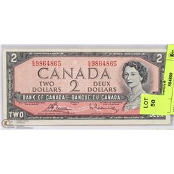 1954 CANADIAN $2.00 BILL.