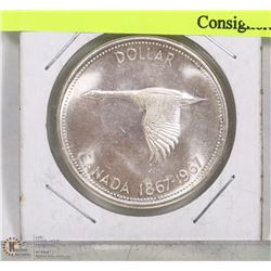 1867-1967 CANADIAN SILVER DOLLAR COIN.