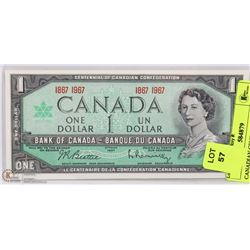 CANADIAN CENTENNIAL UNCIRCULATED $1.00 BILL
