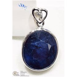 #18-14K WHITE GOLD BLUE AND WHITE SAPPHIRE PENDANT