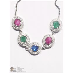 #19-STERLING SILVER GEMSTONE BRACELET