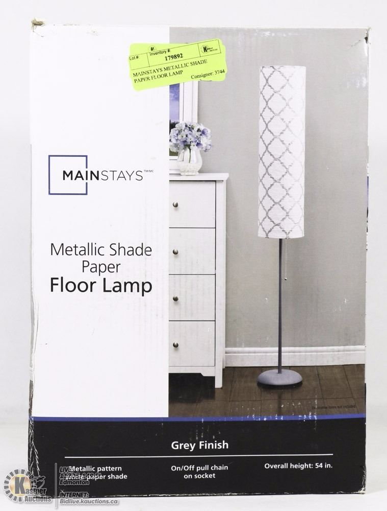 Mainstays Metallic Shade Paper Floor Lamp