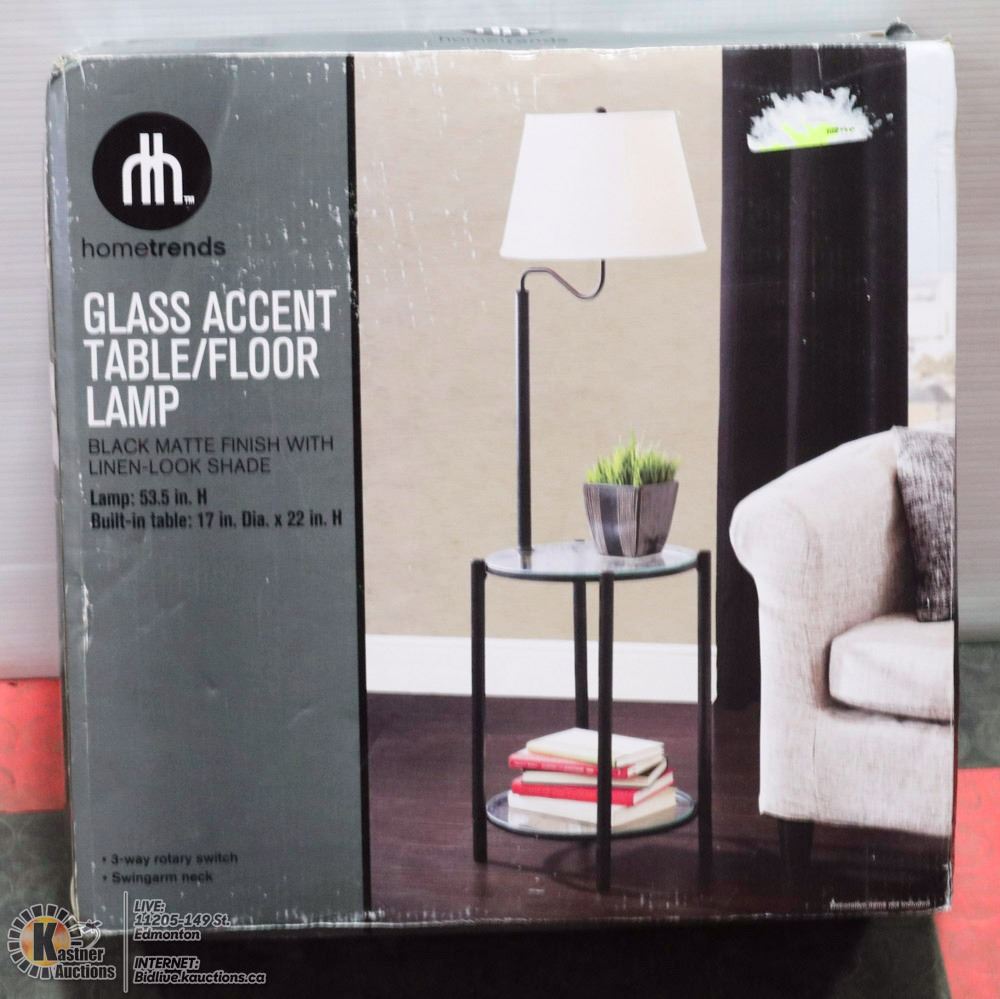HOMETRENDS GLASS ACCENT TABLE /FLOOR LAMP