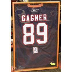 GAGNER #89 FRAMED OILERS JERSEY WITH COA  AND