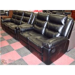 NEW REVOLUTION BLACK LEATHERETTE RECLINING SOFA