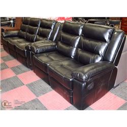 NEW REVOLUTION BLACK LEATHERETTE RECLINING SOFA