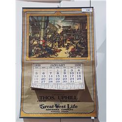 VINTAGE 1930 CALENDAR FERNIE, BC