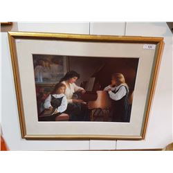 FRAMED PRINT MOTHER & DAUGHTER AT PIANO