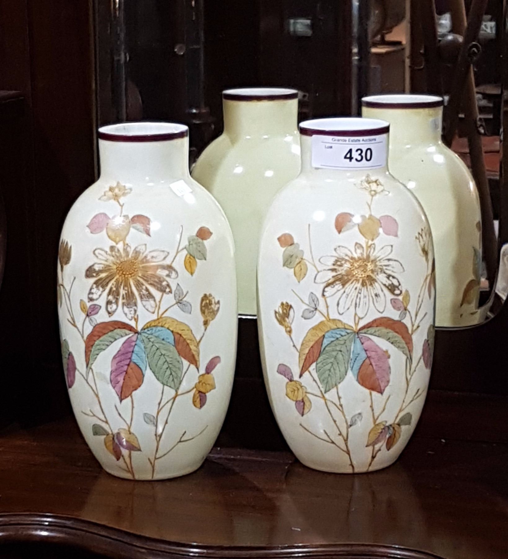 PAIR VICTORIAN BRISTOL GLASS VASES SIGNED PK