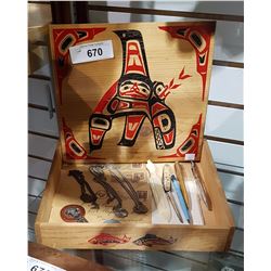 NATIVE CEDAR BOX W/COLLECTIBLES