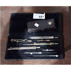 ANTIQUE DRAFTING SET IN CASE